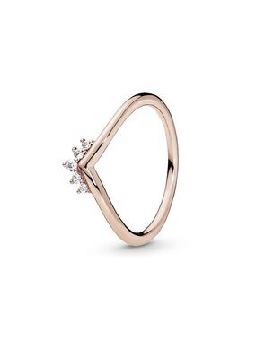 Pandora Rose Gold V-Crown Ring with Clear Cubic Zirconia